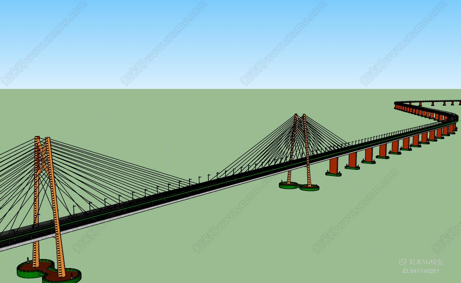 港珠澳大桥SU模型下载【ID:941749261】
