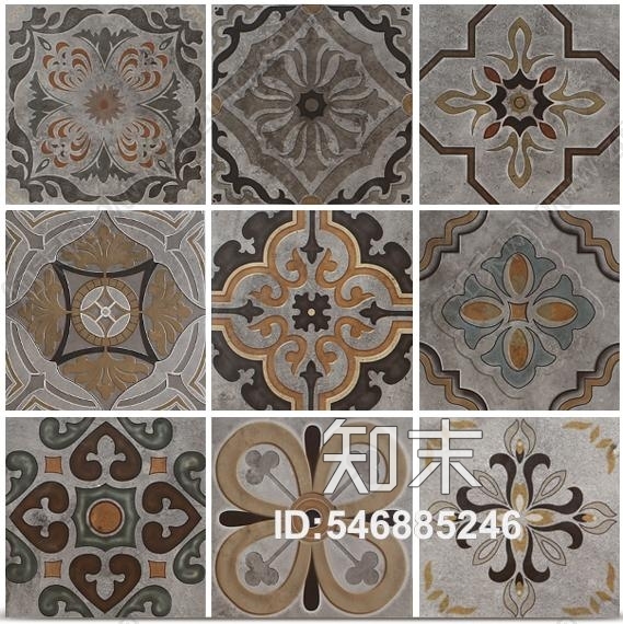 室内仿古砖花砖贴图下载【ID:546885246】