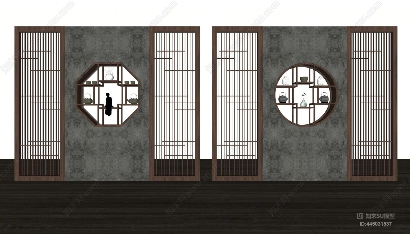 新中式隔断SU模型草图