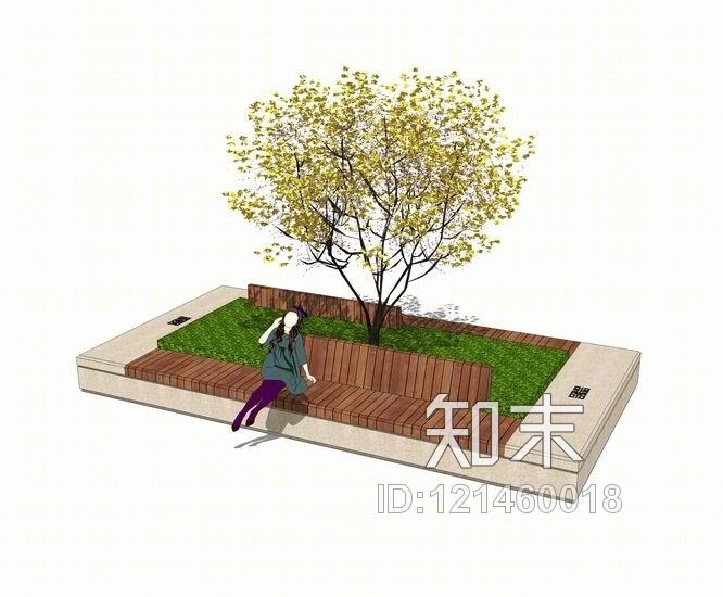 中式树池坐凳组合SU模型下载【ID:121460018】