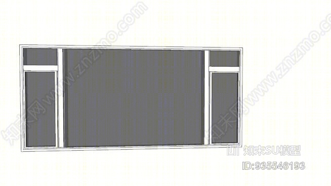 三扇大窗户SU模型下载【ID:935546193】