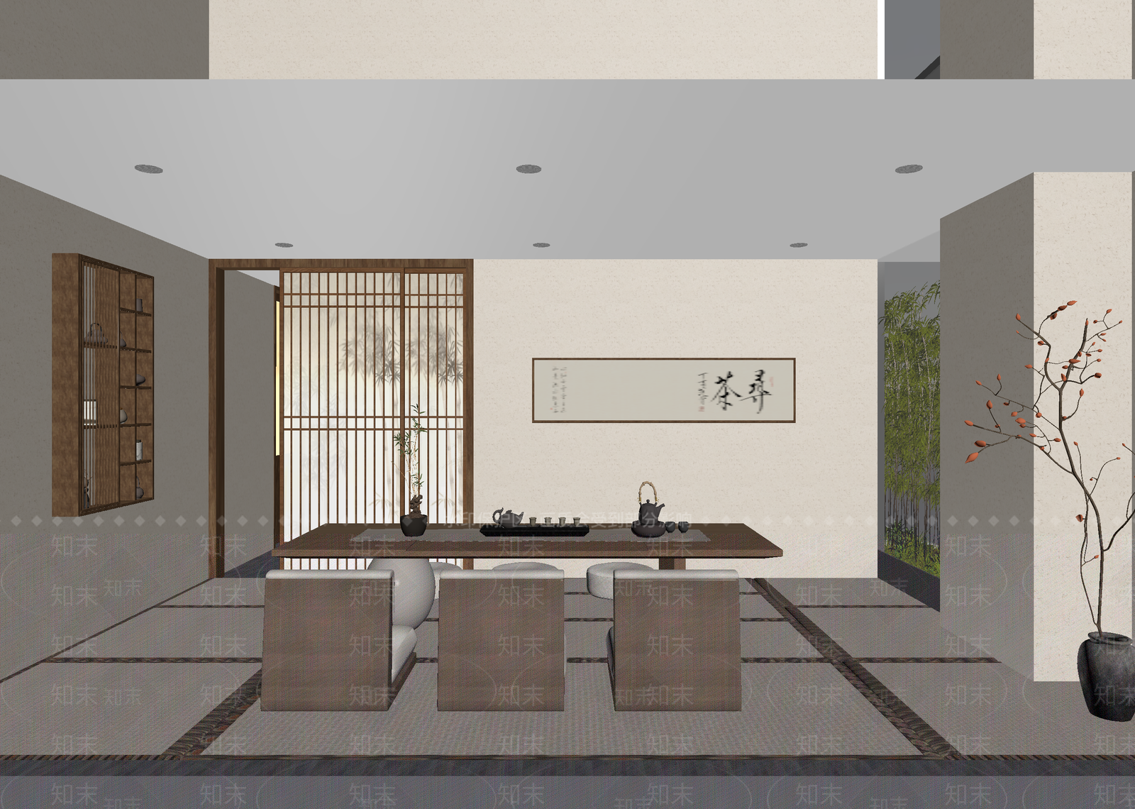 现代茶室3D模型下载【ID:1215152827】
