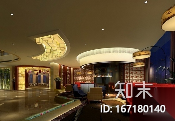 [长沙]典雅综合型豪华五星级酒店大堂装修设计施工图（含...cad施工图下载【ID:167180140】