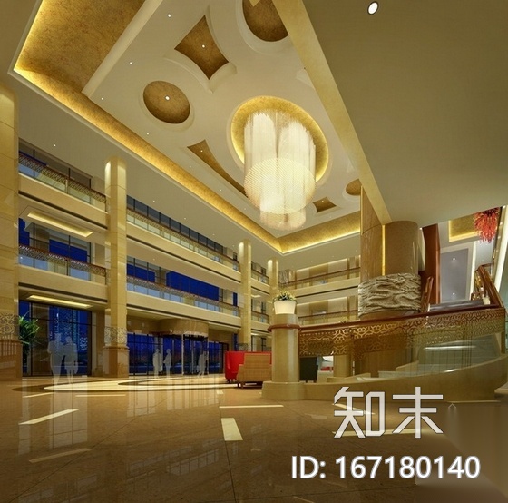 [长沙]典雅综合型豪华五星级酒店大堂装修设计施工图（含...cad施工图下载【ID:167180140】
