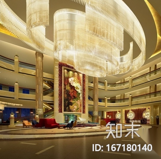 [长沙]典雅综合型豪华五星级酒店大堂装修设计施工图（含...cad施工图下载【ID:167180140】