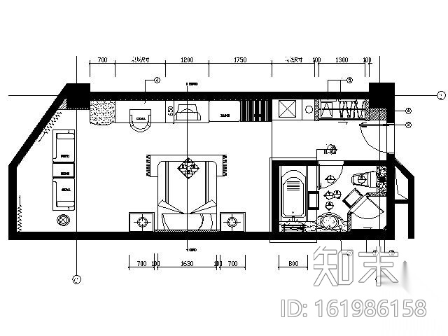 海口国际酒店标准间施工图（单床）施工图下载【ID:161986158】