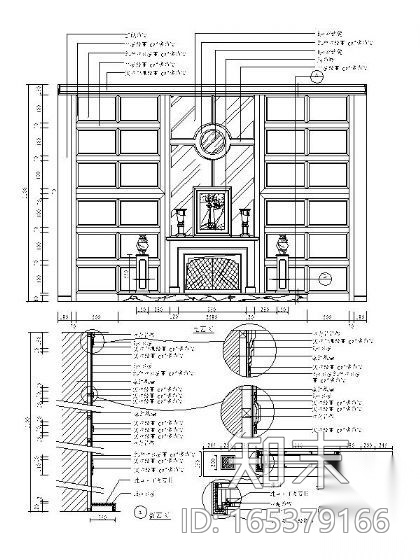 西式造型墙4cad施工图下载【ID:165379166】
