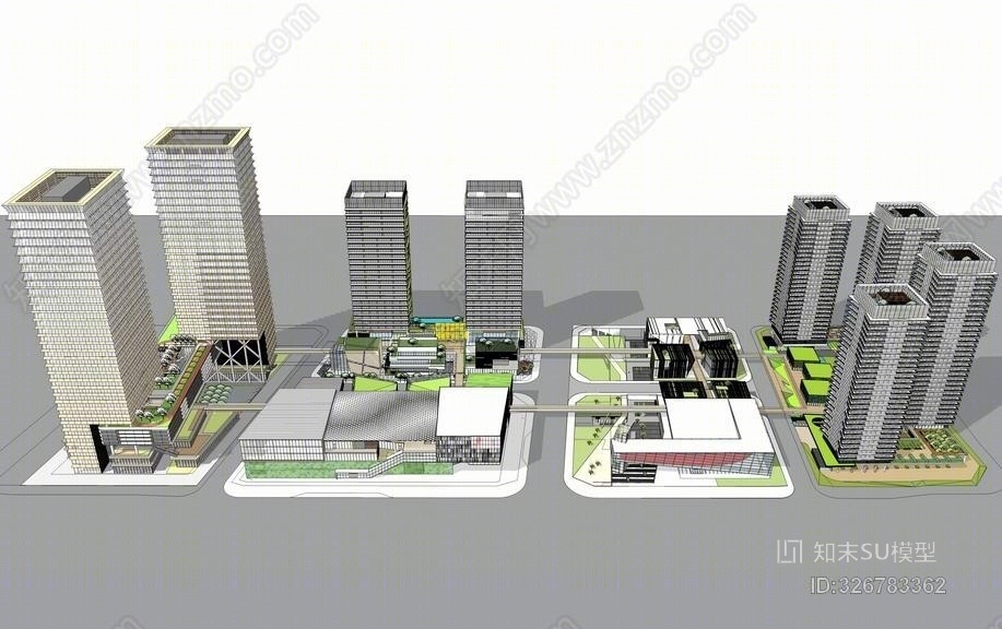 深圳招商局前海自由贸易中心SU模型下载【ID:326783362】