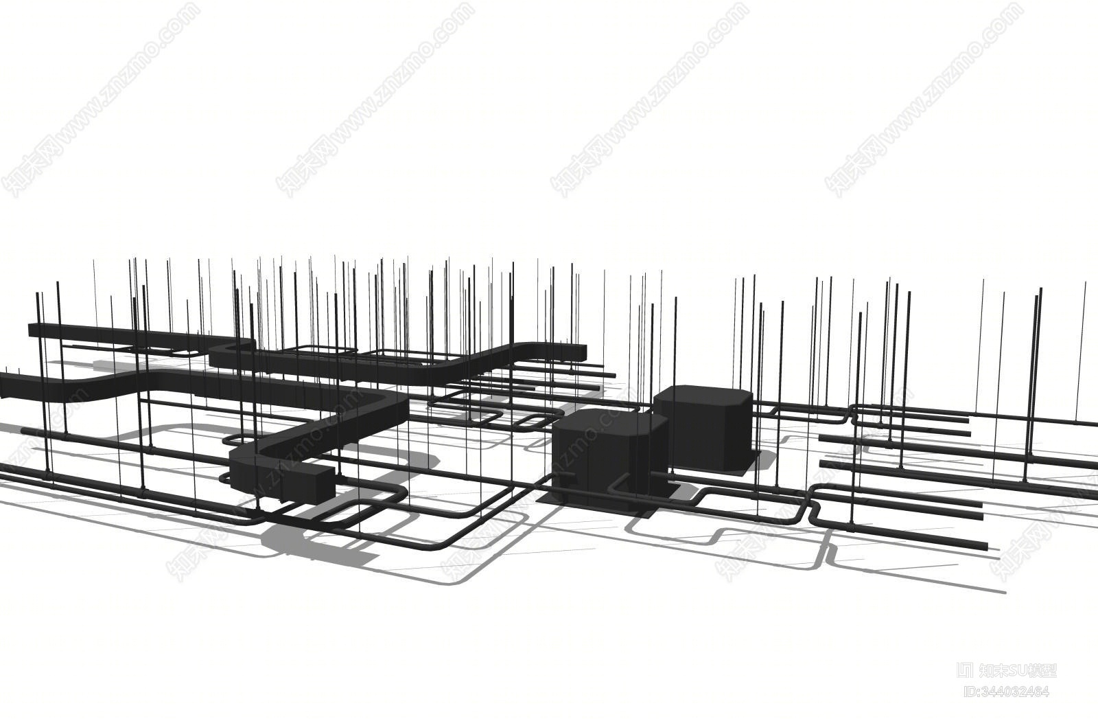 工业风天花管道SU模型下载【ID:344032464】