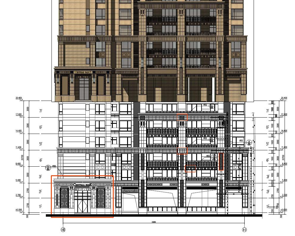 [重庆]高层住宅建筑外立面设计施工图施工图下载【ID:165601135】