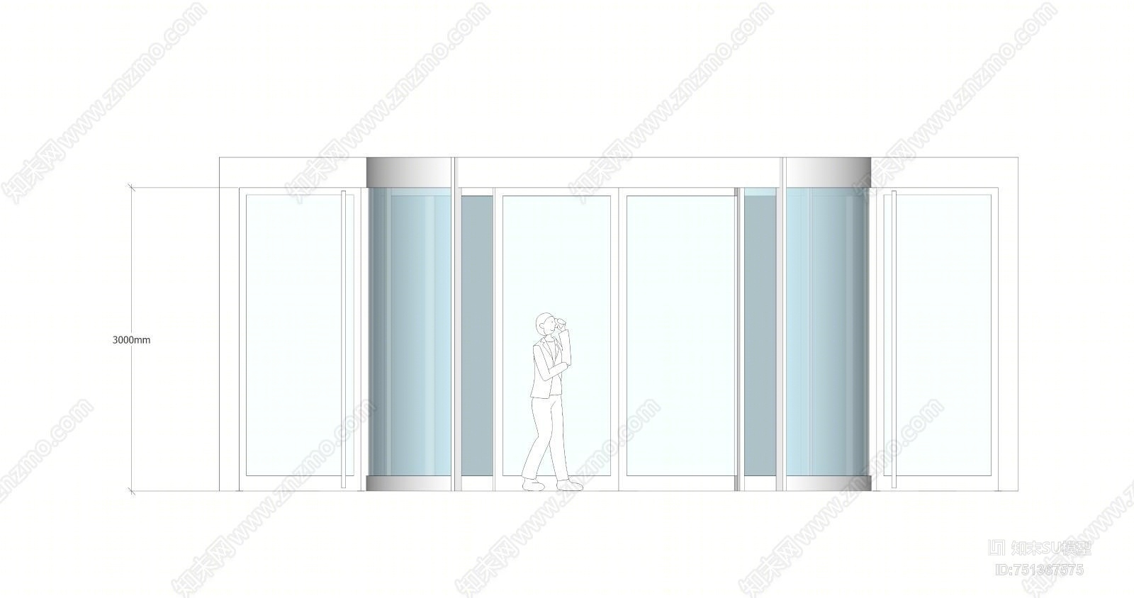 现代双翼旋转门SU模型下载【ID:751367575】