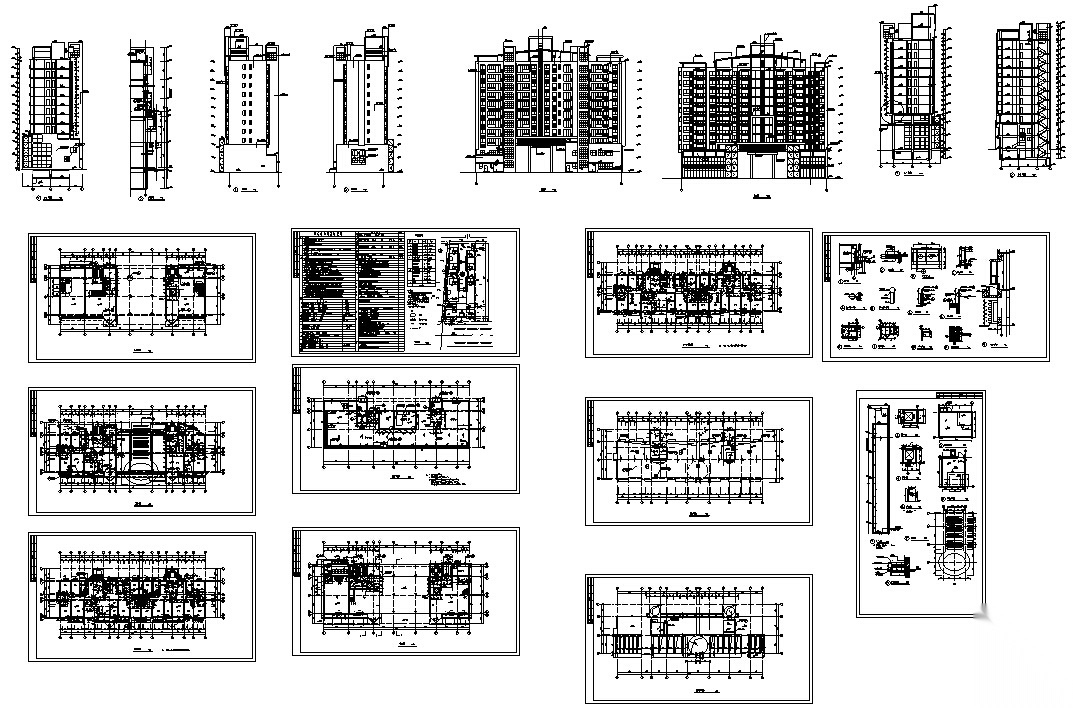 7套商住综合楼建筑设计方案初设图CAD施工图下载【ID:151452124】