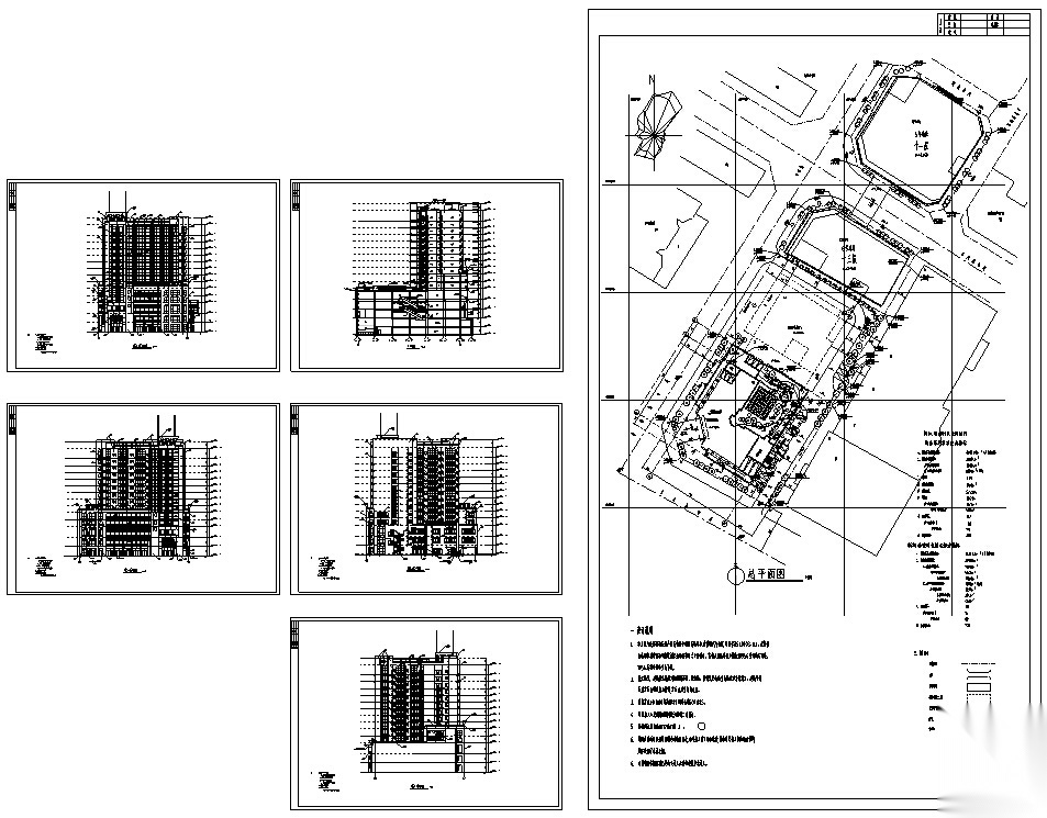 7套商住综合楼建筑设计方案初设图CAD施工图下载【ID:151452124】