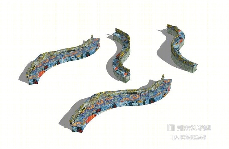 马赛克特色休闲座椅SU模型下载【ID:86682248】