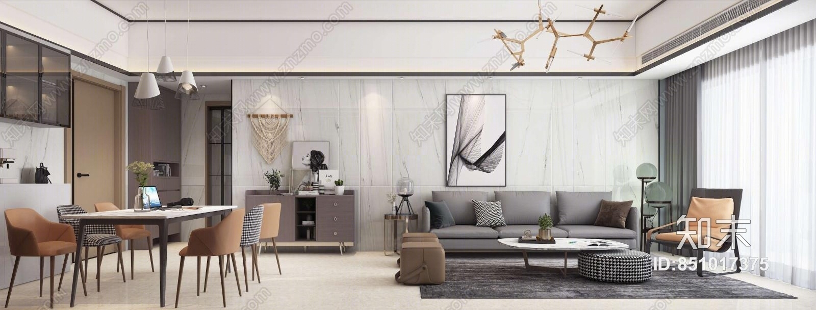 现代港式客餐厅3D模型下载【ID:851017375】