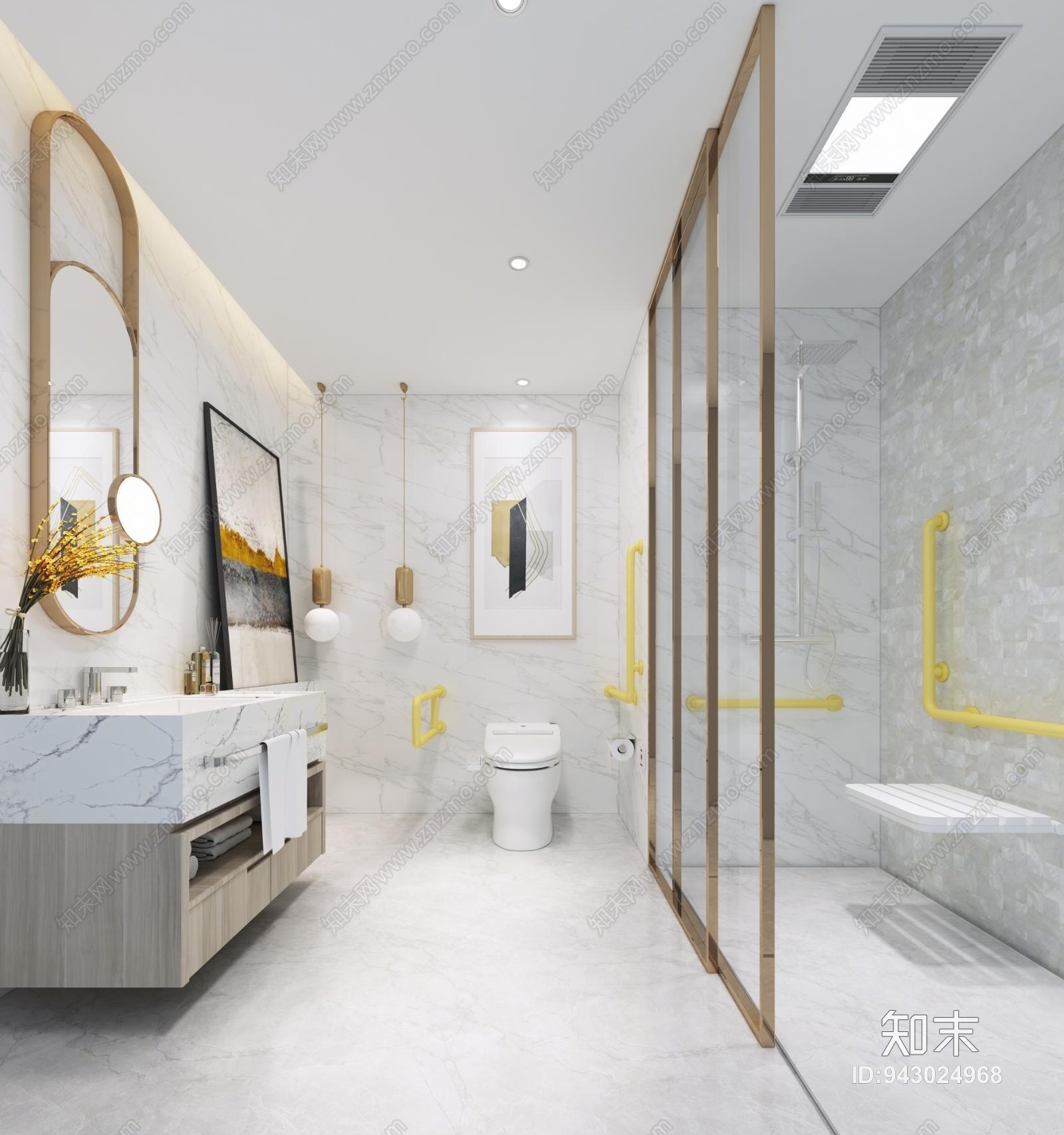 现代残疾人卫生间3D模型下载【ID:943024968】