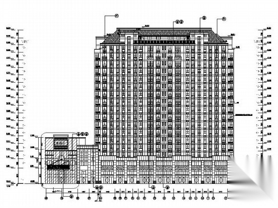 [江苏射阳]某十七层简欧商住楼建筑施工图cad施工图下载【ID:165602173】