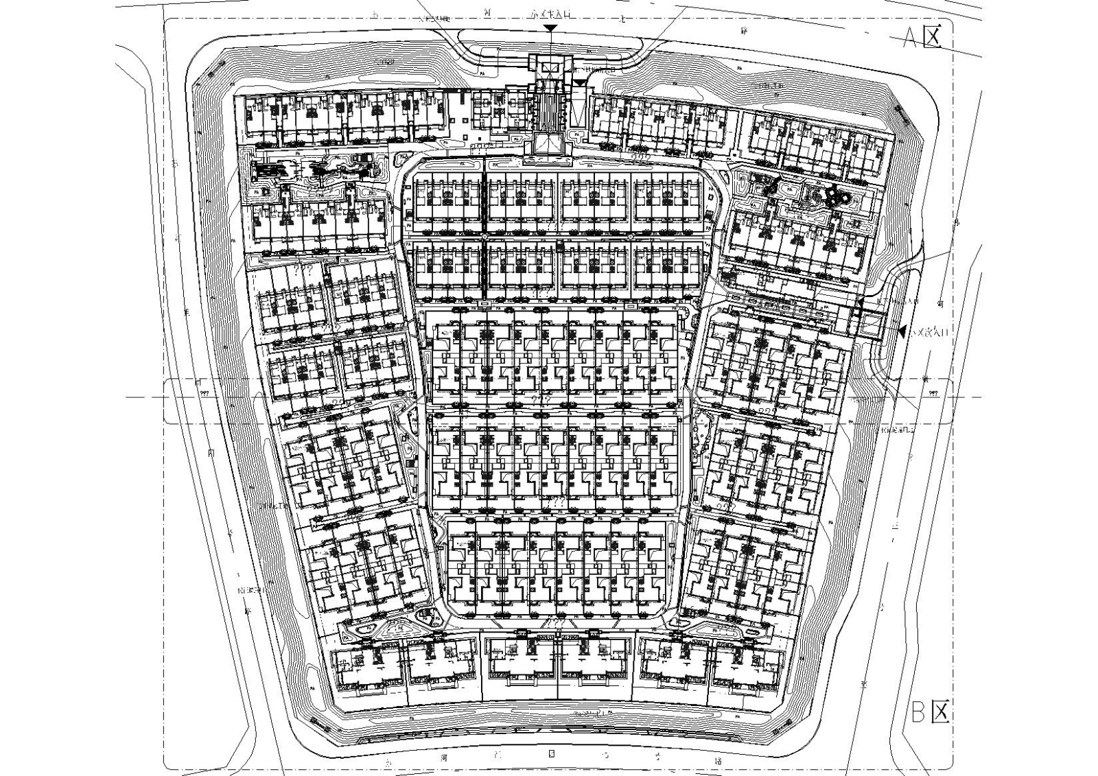 ​[北京]泰禾中央别墅区地块景观设计施工图施工图下载【ID:160714126】