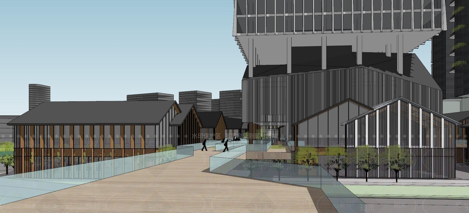 仿太古里办公开放式商业街区SU模型下载【ID:182942187】