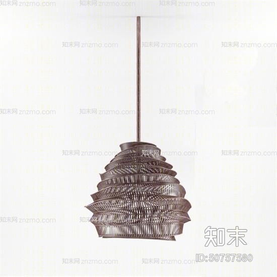 东南亚原木色藤编吊灯3D模型下载【ID:50757580】