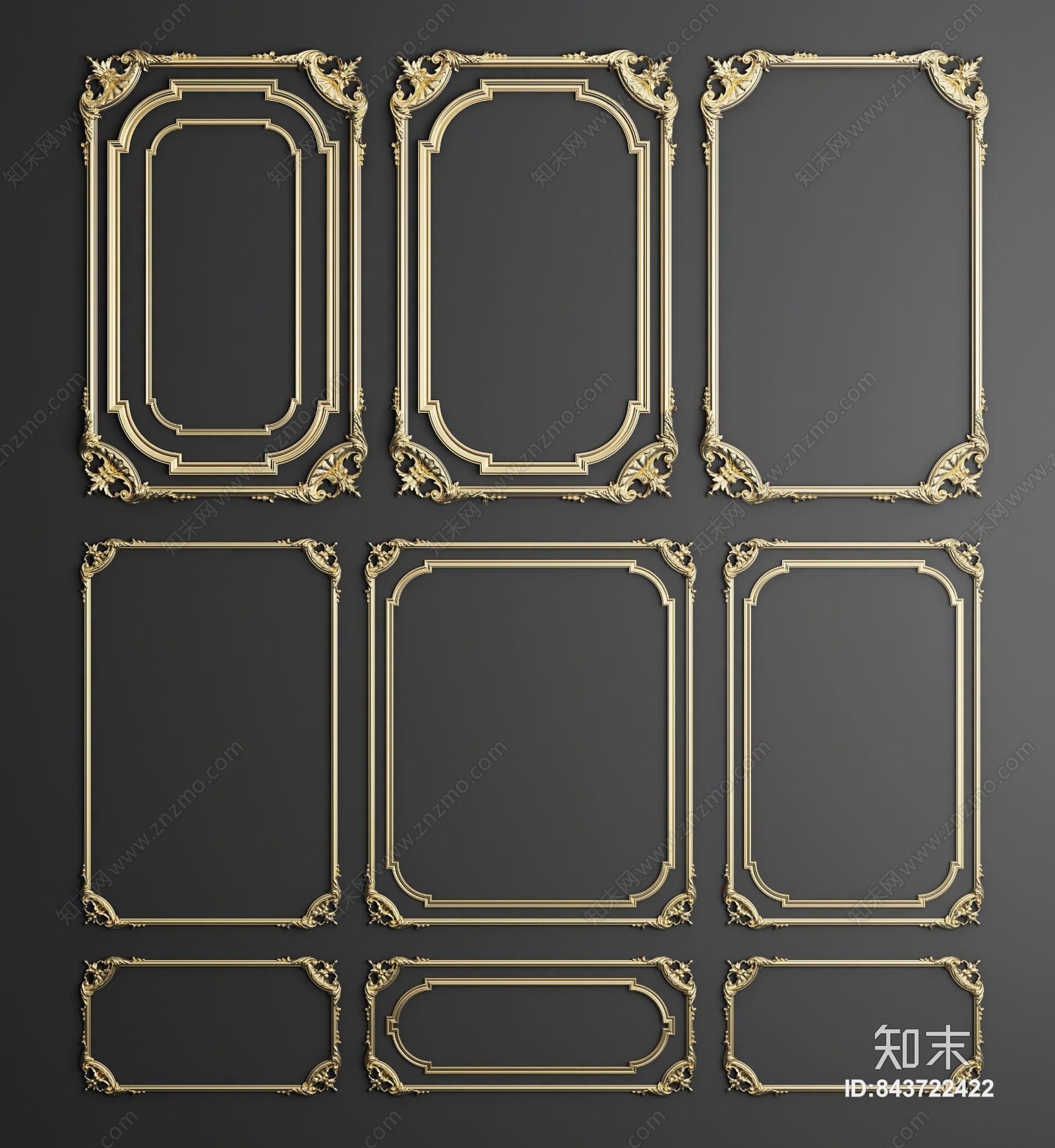 欧式古典踢脚线3D模型下载【ID:843722422】