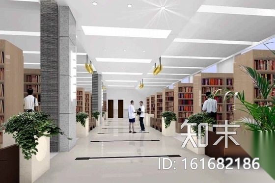 [大连]现代简约大型图书馆室内设计CAD施工图（含效果图...cad施工图下载【ID:161682186】