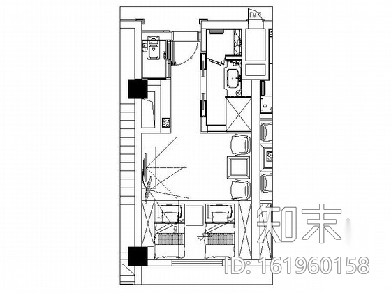 [陕西]五星级豪华酒店陕西风情客房装修施工图（含效果）cad施工图下载【ID:161960158】