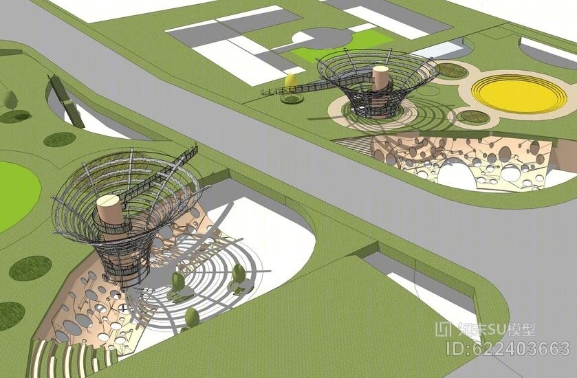 旋转楼梯SU模型下载【ID:622403663】