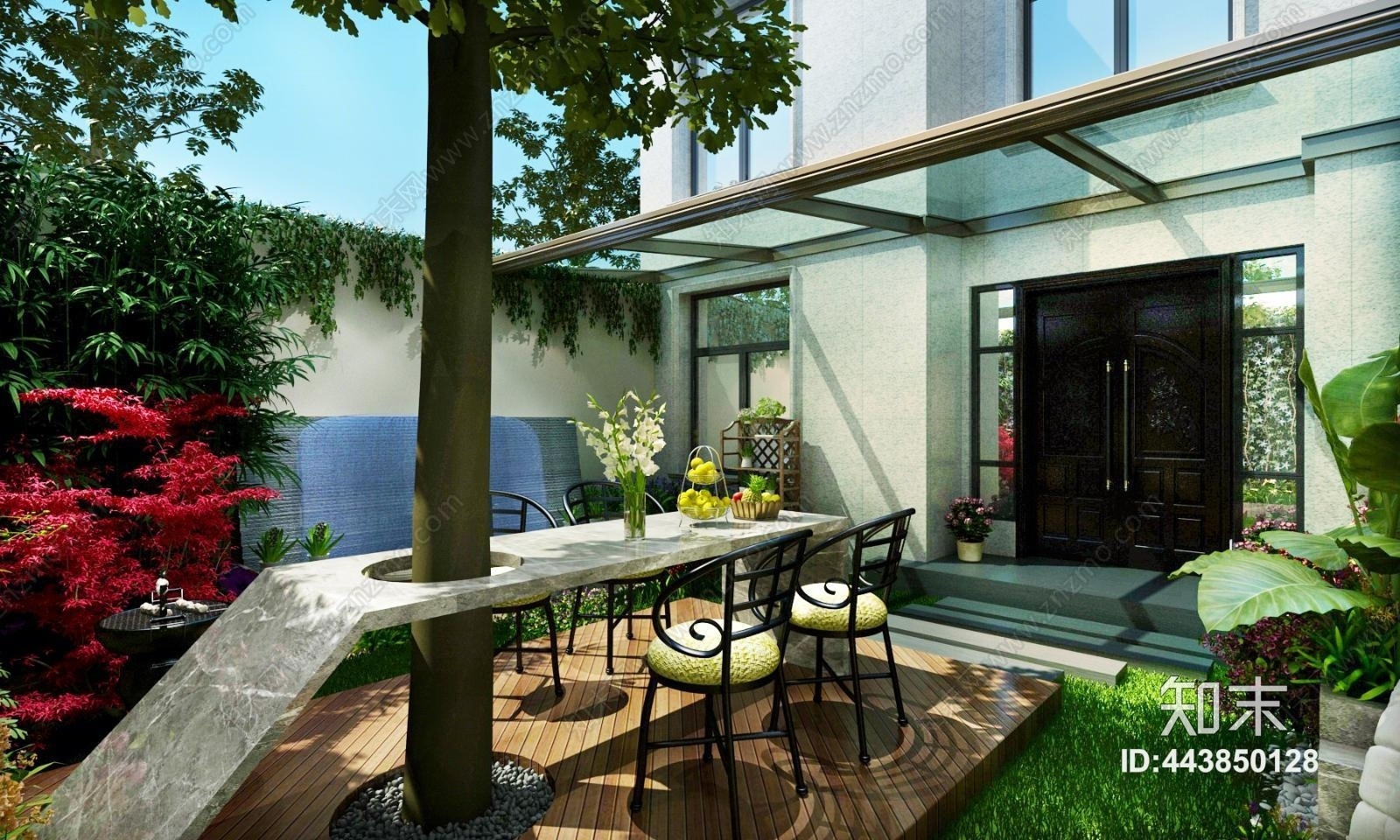 现代花园植物3D模型下载【ID:443850128】