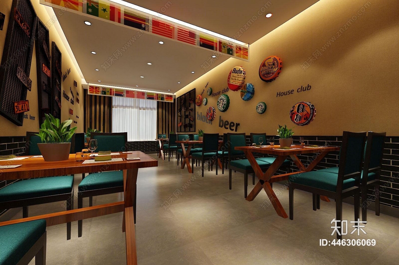 工业风休闲餐厅3D模型下载【ID:446306069】