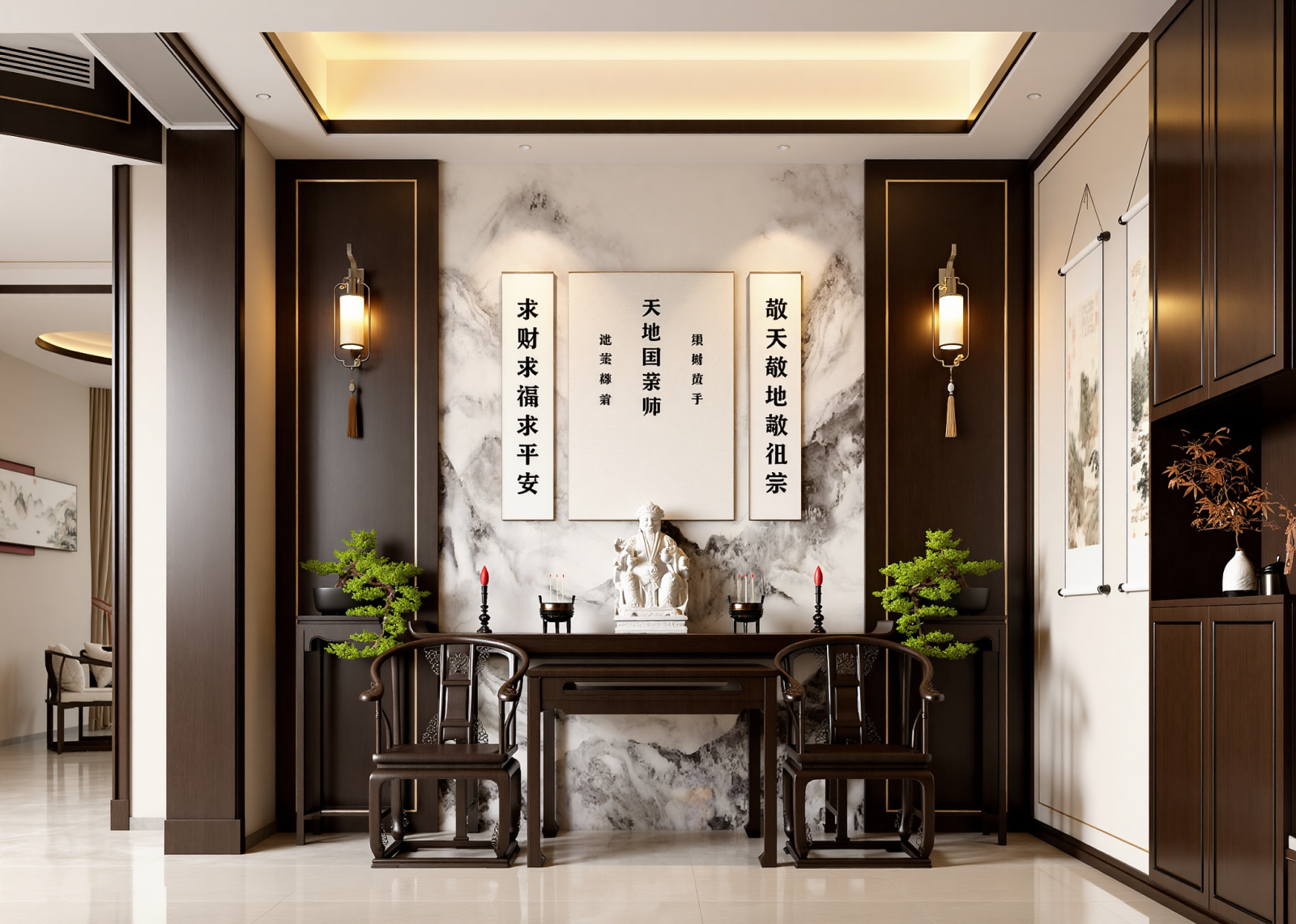 新中式佛堂3D模型下载【ID:1215060732】