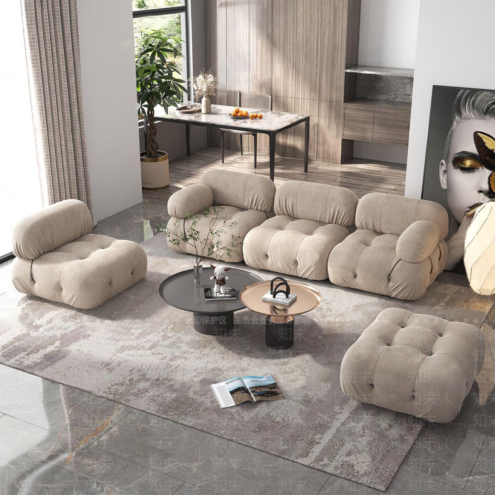 现代沙发茶几组合3D模型下载【ID:1117090887】