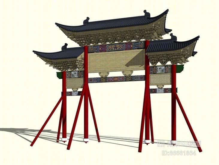 清代牌坊SU模型下载【ID:86661864】