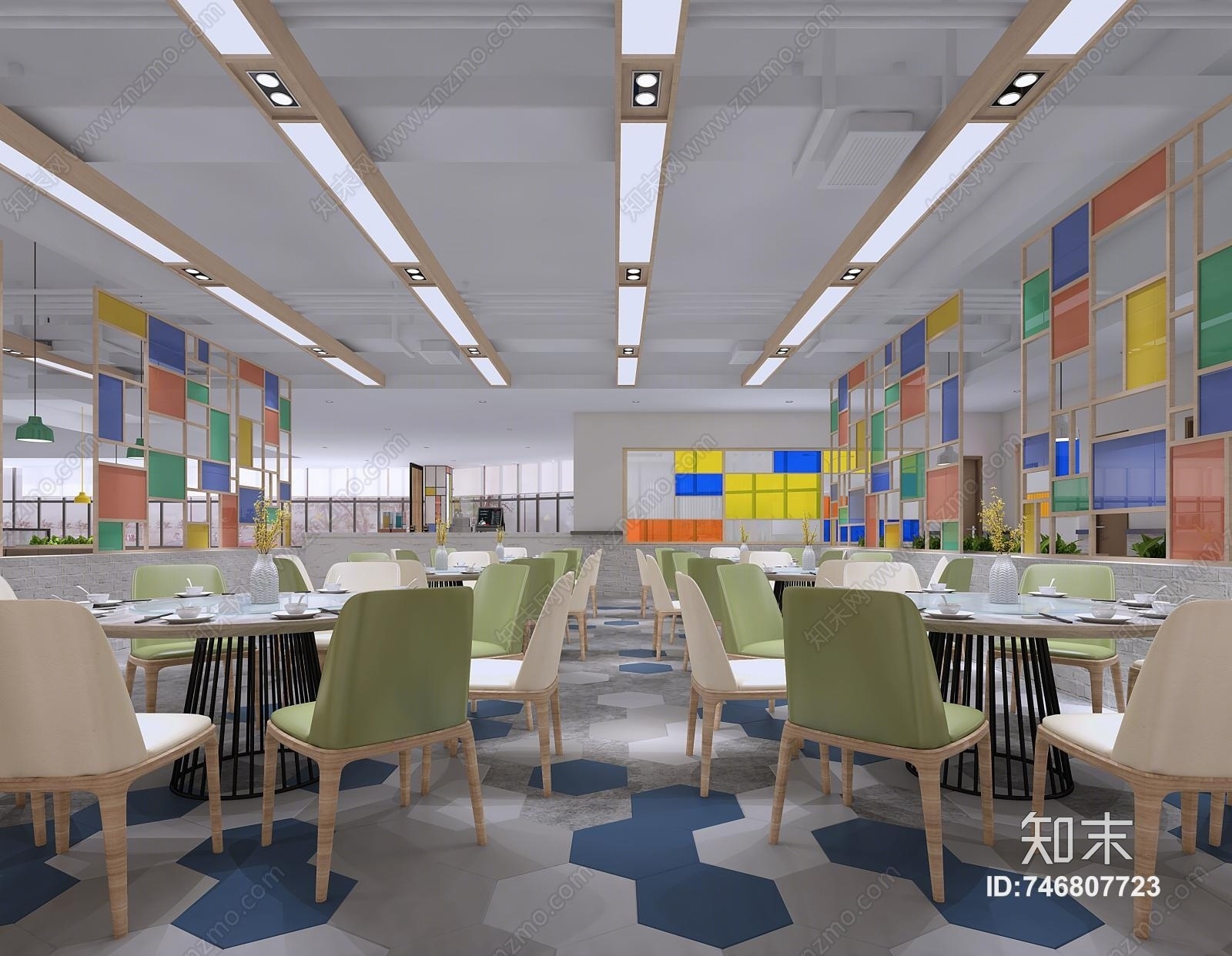 现代风格食堂3D模型下载【ID:746807723】