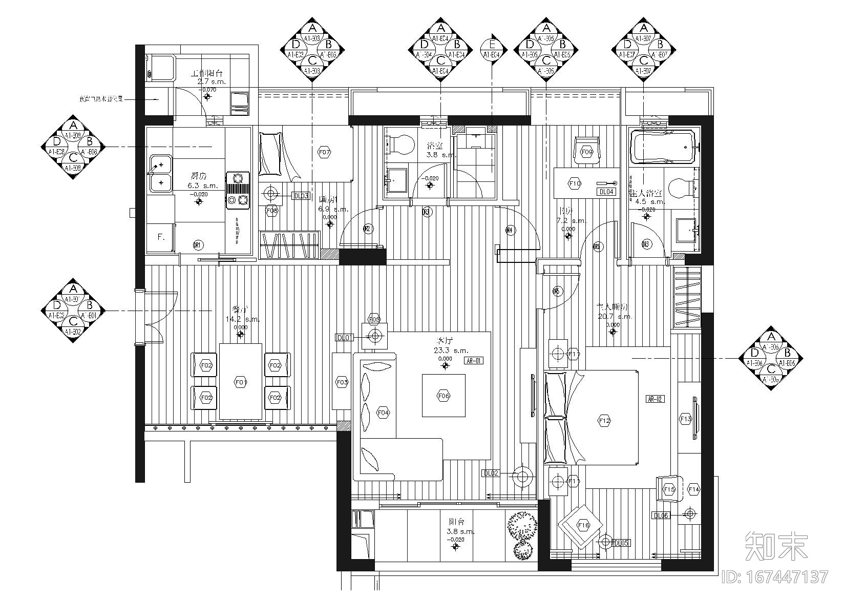 [珠海]梁志天_东方傲景峰项目样板间施工图施工图下载【ID:167447137】