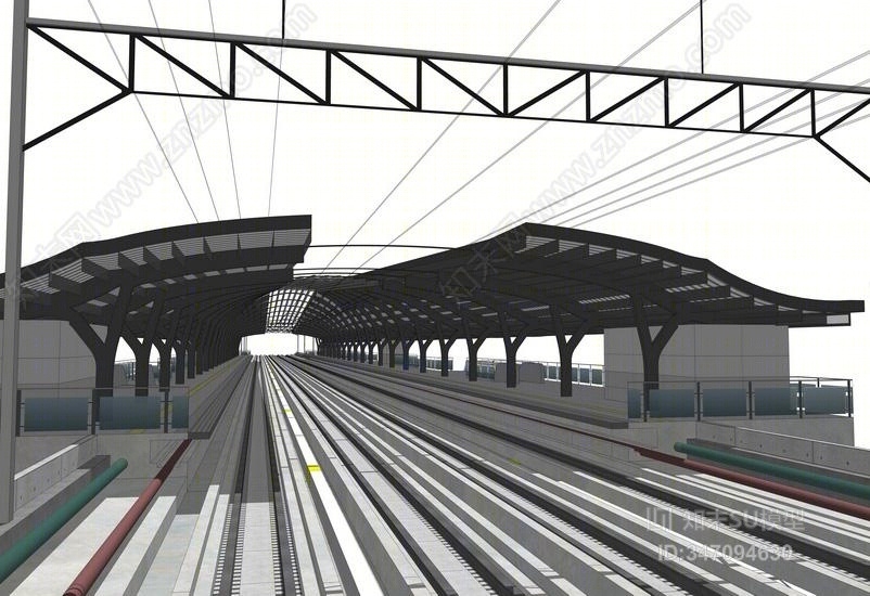 现代高铁车站SU模型下载【ID:347094630】