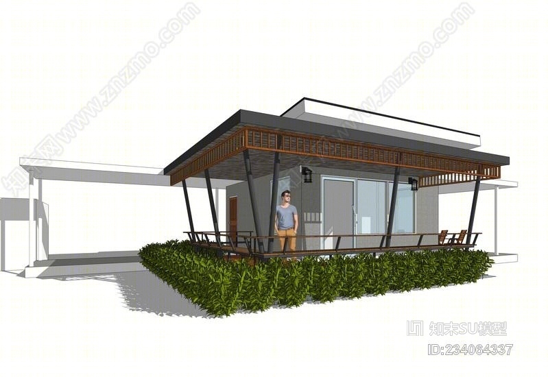 现代民宿建筑SU模型下载【ID:234064337】