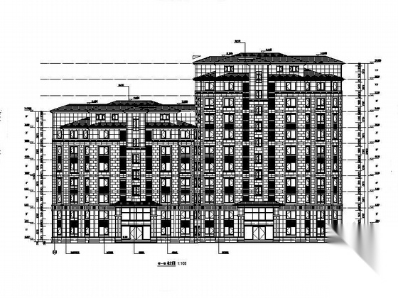 [大连]高层平坡屋面混合住宅建筑施工图cad施工图下载【ID:165392186】