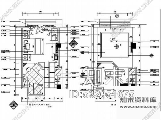 施工图酒店三套单人间客房室内装修图cad施工图下载【ID:532051675】