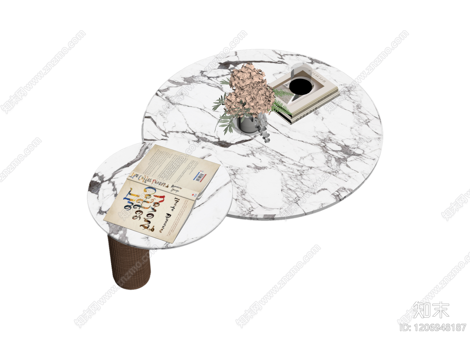 大理石茶几组合3D模型下载【ID:1206948187】