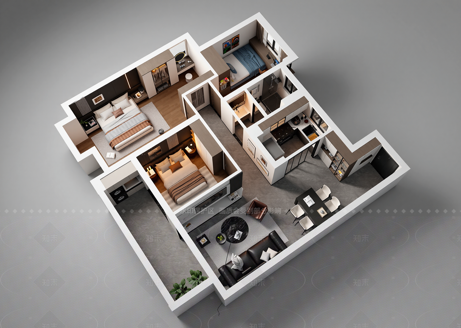 现代公寓3D模型下载【ID:1215000464】