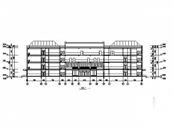 [辽宁]锦州某小学四层欧式教学楼建筑施工图（含效果图）cad施工图下载【ID:168309181】