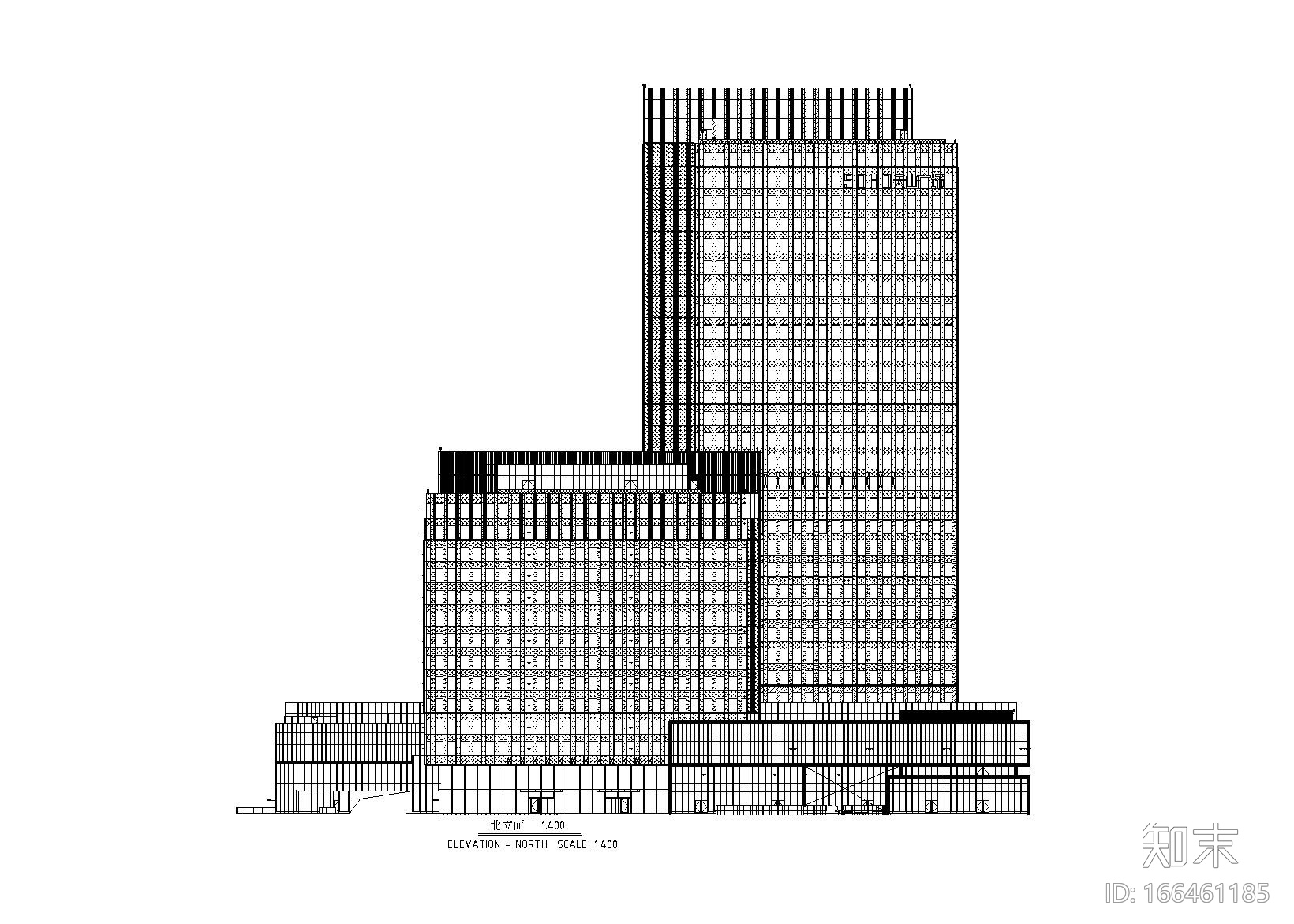 2栋办公塔楼幕墙施工图2015含裙房商业酒店cad施工图下载【ID:166461185】