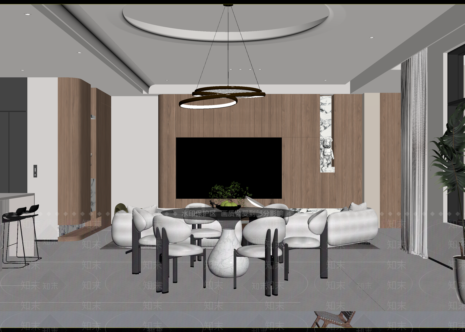 现代客餐厅3D模型下载【ID:1215080410】