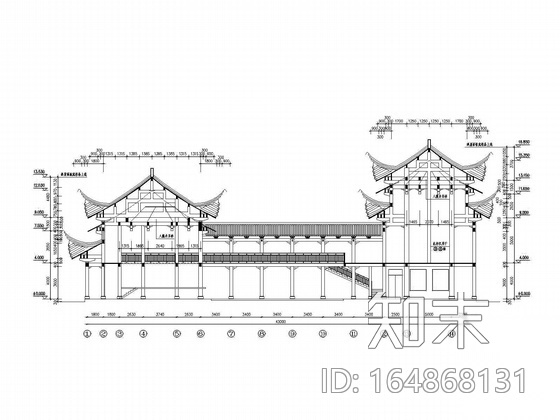 中式戏台、祠堂建筑施工图施工图下载【ID:164868131】