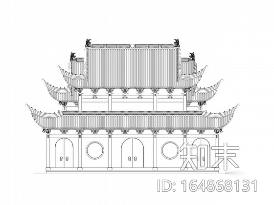 中式戏台、祠堂建筑施工图施工图下载【ID:164868131】