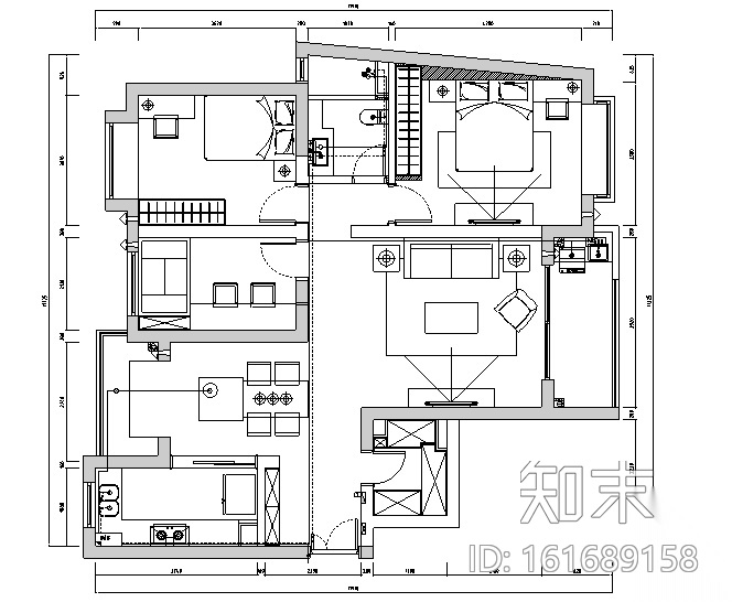 [上海]国际花园美式古典风格住宅设计施工图（附效果图...cad施工图下载【ID:161689158】