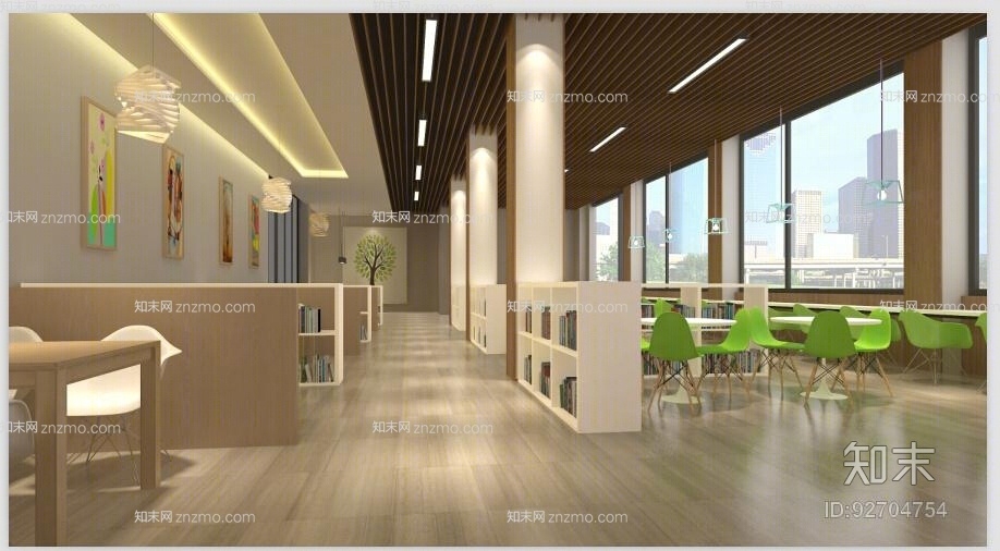 现代白色木艺书柜3D模型下载【ID:92704754】