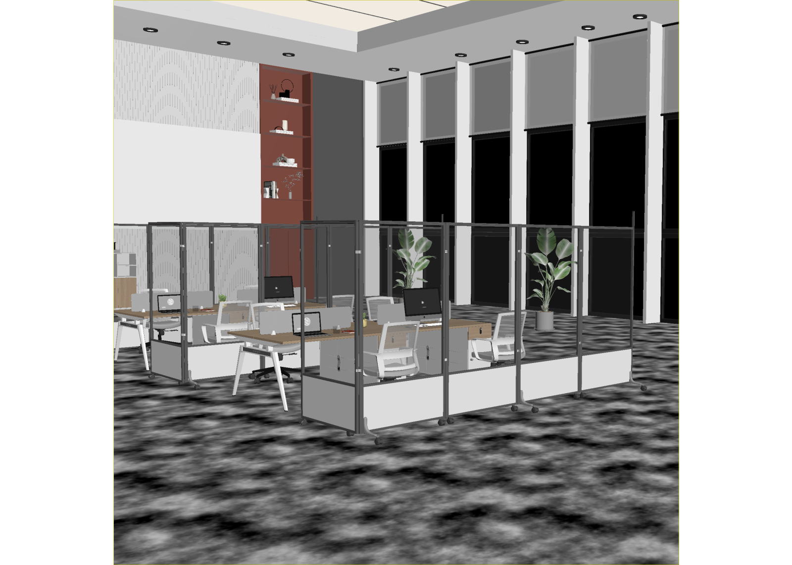 现代办公区3D模型下载【ID:1214567685】
