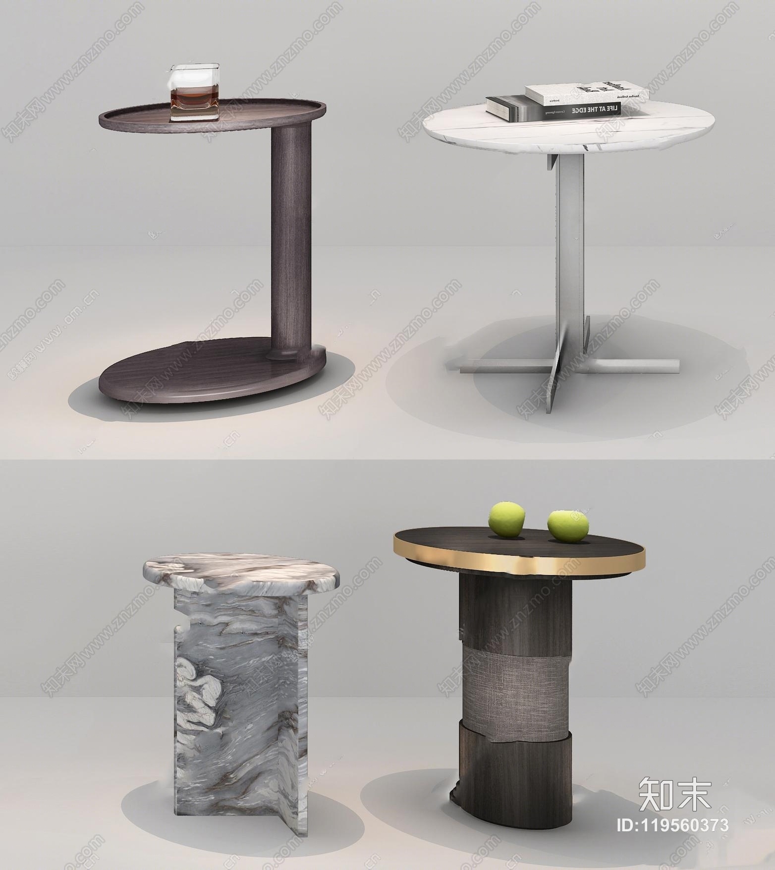 现代圆几摆件组合3D模型下载【ID:119560373】